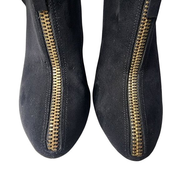 Zara Front Zip Dress Stiletto Ankle Booties Black Suede Women's Size 8 - Picture 5 of 13